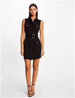Waisted zipped and belted dress 232-Rafik Black