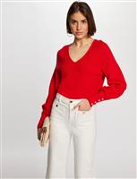 Long-sleeved jumper V-neck 242-Mpanda Red