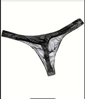 Mannen String zwart wit gestreept
