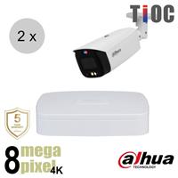 Dahua 4K IP cameraset - TiOC - 2 bullet cameras - actieve afschrikking - 2.8mm - 30m - ips28db3