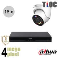 Dahua 4MP IP cameraset - TiOC - 16 turret dome cameras - actieve afschrikking - motorzoom - 40m - i