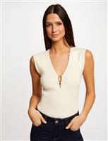 Short-sleeved  jewel detail neck 232-Mikola ecru
