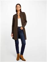 Lang recht vest met open kraag 232-Mbloom donkergroen