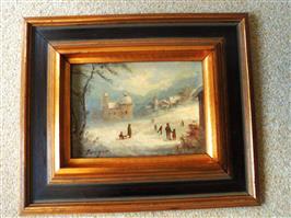 Olieverfschilderij  Sneeuwpret  