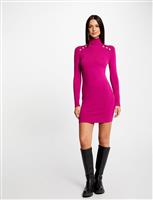 Getailleerde trui jurk met col 232-Rmclap Raspberry