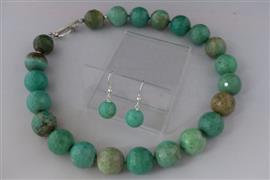 GROEN GRASS AGAAT (18 mm) ketting/oorhanger-set