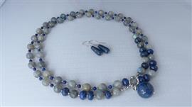 LAPIS LAZULI -LABRADORIET ketting/oorhanger-set