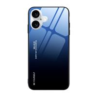 iPhone 14 Pro Max Hoesje Gradient - TPU en 9H Glas - Shockproof Glossy Case Cover - Blauw