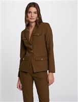Buttoned waisted jacket khaki green ladies