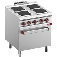 Elektrisch fornuis 4 vierkante platen op elektrische oven gn 2/1 en gril | Diamond | E7/4PQF7-N