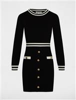 Fitted jumper dress with buttons 241-Rmva Black