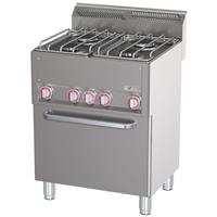 Fornuis 4 branders op conventieoven gn1/1 | Diamond | WR-G4CF-20