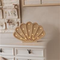 Houten decoratieve lamp - Zeeschelp - Naturel 2xAA batterijen (zonder dimfunctie of afstandsbedienin