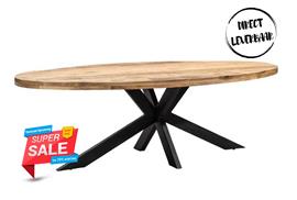 ***Sale*** Eettafel Ovaal 240cm Mango Naturen Zwarte Spinpoot