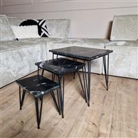 Salontafel set Jala | Zwart marmer | 50 cm