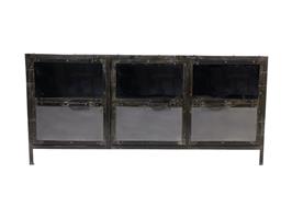 Dressoir Brooklyn - 150x40x70 - Grijs - Metaal/glas