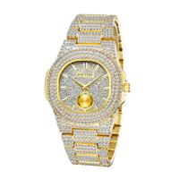 Full Diamond Luxury Watch for Men - Stainless Steel Quartz Wristwatch with Storage Box