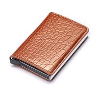 Portemonnee met RFID-creditcardhouder - Vintage leren aluminium etui met geldclip