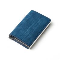 Portemonnee met RFID-creditcardhouder - Vintage leren aluminium etui met geldclip