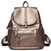Vintage PU-leren rugzak voor dames - Schoudertas voor reisschool Mochilas met rits