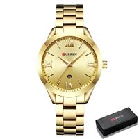 Luxe gouden horloge voor dames - roestvrijstalen armband 3 ATM quartz horloge polshorloge