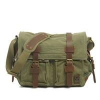 Mannen canvas lederen messengertas - grote tas schouder aktetas reishandtas