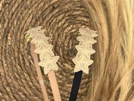 Diadeem met sterretjes - kerstcollectie - glitters - ster – goud — Zwarte diadeem