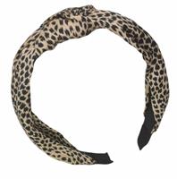 Diadeem - stof - haarband - met vlekjes - bruin met zwart