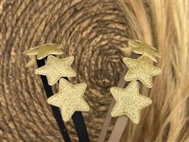 Diadeem met sterretjes - kerstcollectie - glitters - ster - goud — Khaki diadeem