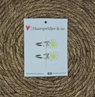 Haarspeldje Flower - daisy - madeliefjes - geel — 4 cm / goud
