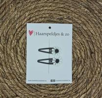 Haarspeldje Flower - daisy - madeliefjes - zwart — 5 cm / zilver