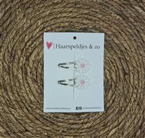 Haarspeldje Flower - daisy - madeliefjes - lichtroze — 3 cm / zilver