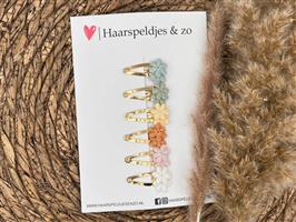 Haarspeldjes Flower - klikklak - met een lief klein bloemetje - mix kleuren allerlei — 3 cm / Zilver