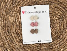 Haarclip hearts setje 5 - hartjes - alligatorclip - haarspeldjes
