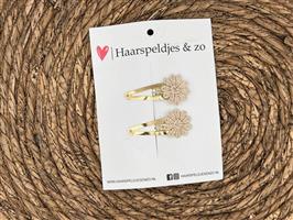 Haarspeldje Flower - bloemetjes - goud — 5 cm