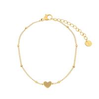 KIDS - Armband om te delen - hartje - stainless steel (verkleurt niet) - met verlengkettinkje - goud