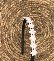 Diadeem flower - kleine bloemetjes - zwarte kleur diadeem – roze bloemen