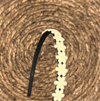 Diadeem flower - kleine bloemetjes - zwarte kleur diadeem – licht gele bloemen