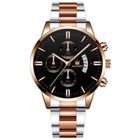 Luxe zakelijk horloge voor heren - Quartz roestvrijstalen band Datumkalender met 3 subdials
