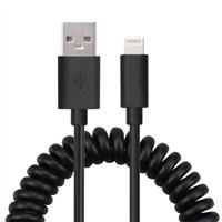 Iphone Gekrulde Lightning kabel 1 meter zwart