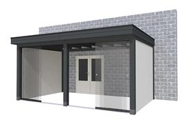Overkapping aan huis Premium Vuren D 400 x 360 cm