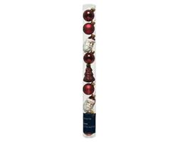 Kerstbal kerstballen Hangdecoratie kerstfiguren Ossenbloedrood 3-6 cm koker  9 st Chique glas Hanger
