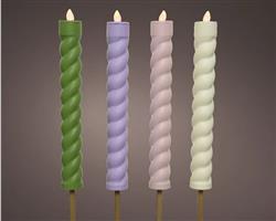 Set LEDFAKKELS Solar Lumineo LED kaars PASTEL Swirl. Vlameffect  4*106 cm  /set van 4 Ledcandle voor