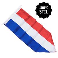 NR 26: Nederlandse wimpel 500 cm standaard blauw 100% stil (zonder stokje (met lus-lus)). Masten van