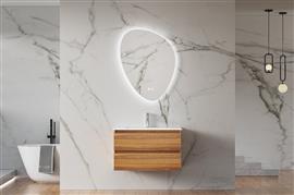 Hangend wastafelmeubel eiken kleur 80cm met wasbak