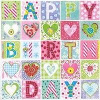 Servetten Happy Birthday  33x33cm   21597