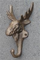 Kapstokhaak eland, hert met gewei, gietijzer, bruin  KH520