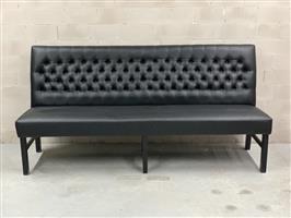 Leren eetkamerbank met capitons 160cm