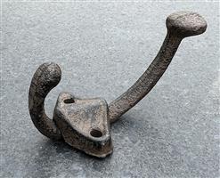 Kapstokhaak dubbele haak, stoere, gietijzer, donkerbruin KH1716