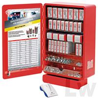Stalen lampenkast gevuld met 280 12 volt lampen en tester